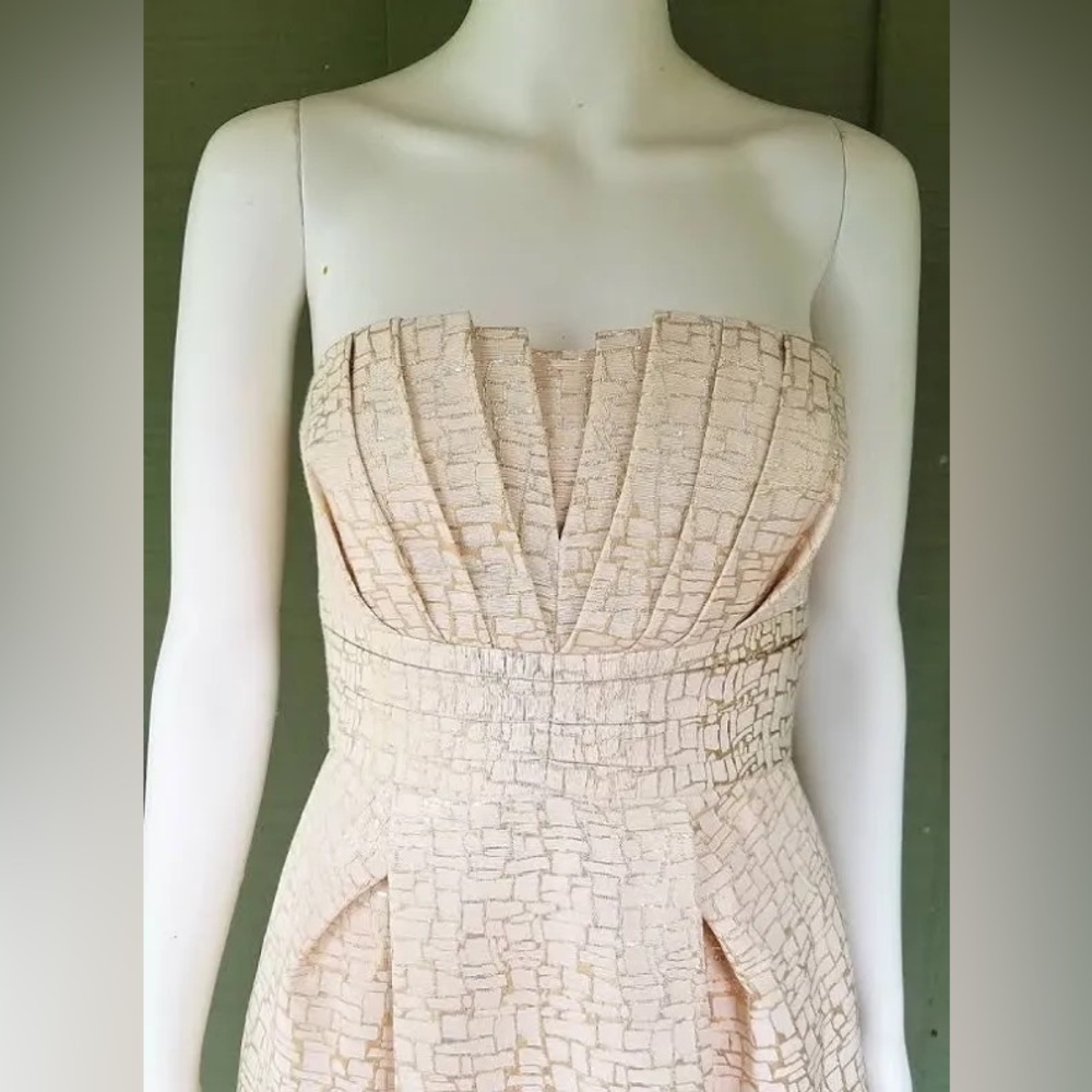Max & Cleo Strapless Shimmering Gold Minidress 4 - Picture 2 of 12
